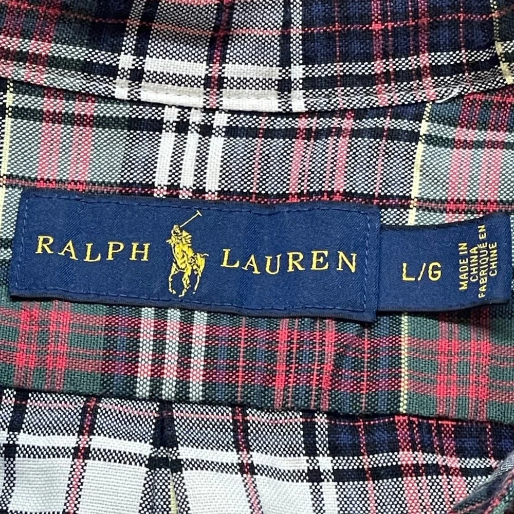 Ralph Lauren Plaid Button Down Shirt Men's L Red Green Classic Fit - Picture 4 of 8